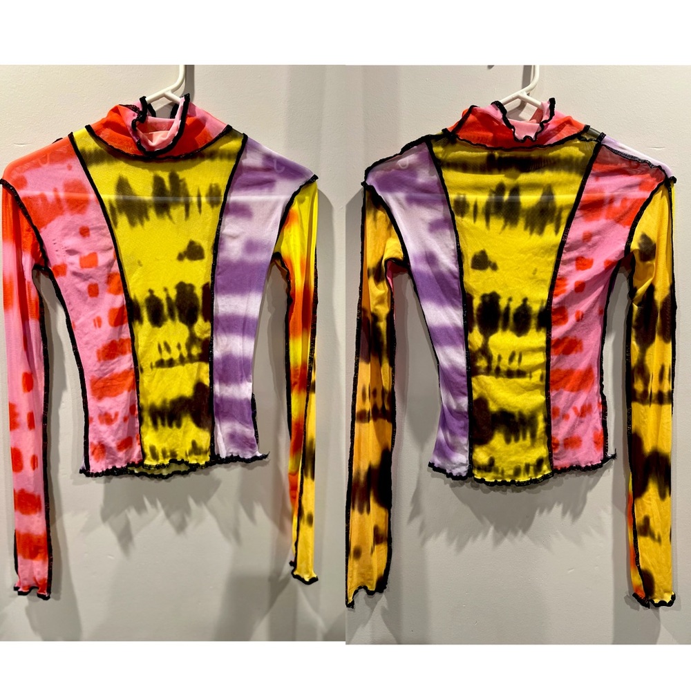 Sheer Long Sleeve Designed Shirt